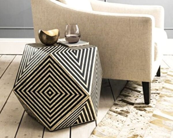 Jodhi_Bone Inlay Chevron Side Table_Stool