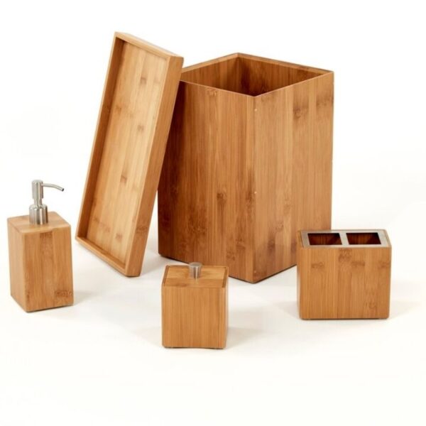 Brown Wood Bathroom Set