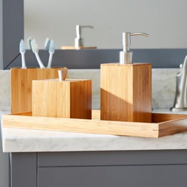 Brown Wood Bathroom Set