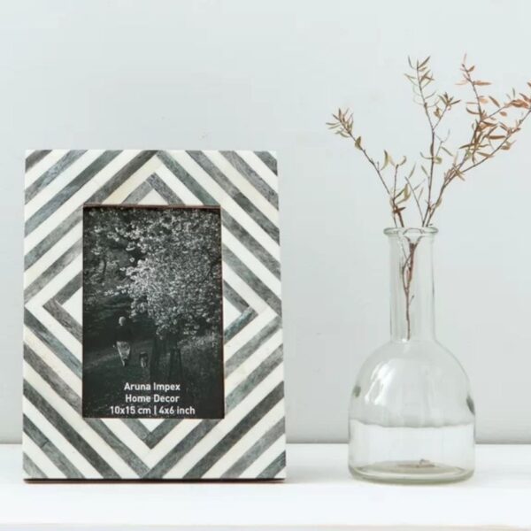 Chevron Inlay Bone Picture Frame